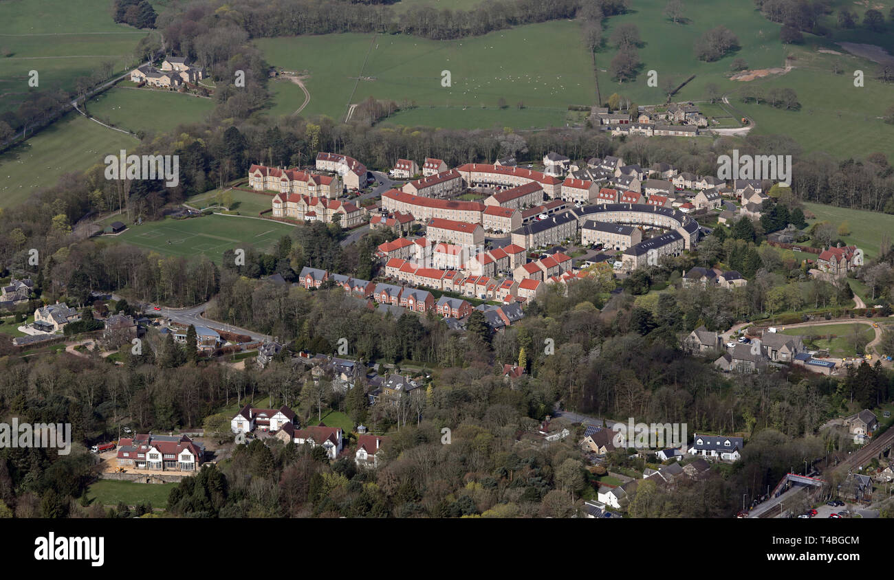 aerial view of anew housing estate at Burley in Wharfedale (between