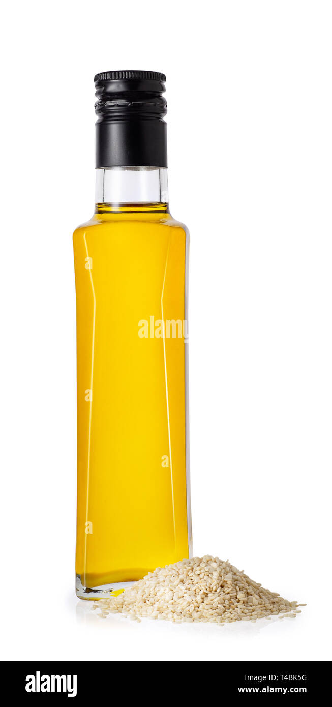 sesame oil in glass bottle Stock Photo Alamy