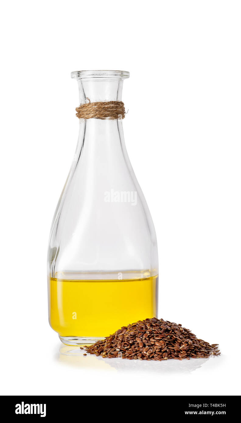 linseed oil in bottle Stock Photo