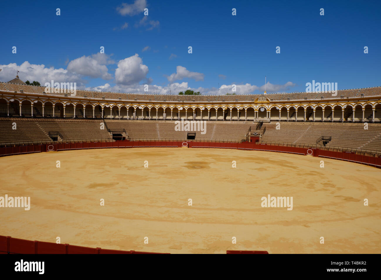 April 2019 Bullfighting arena (plaza de toros) in Seville, Real Maestranza de Caballeria de Sevilla, Spain Stock Photo