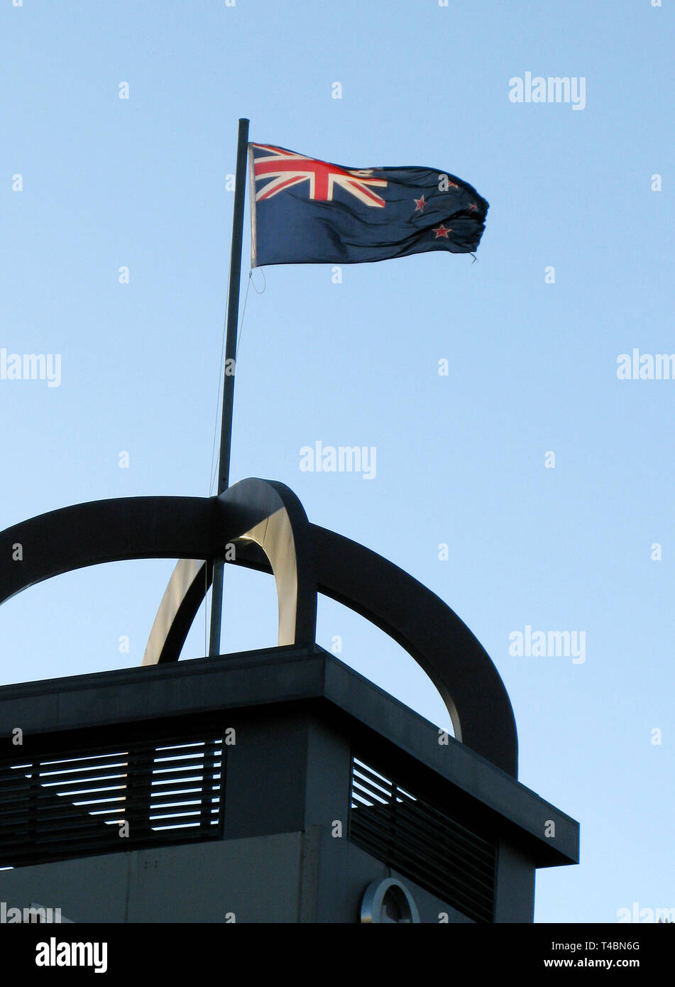 NEW ZEALAND flag on flagpole Stock Photo