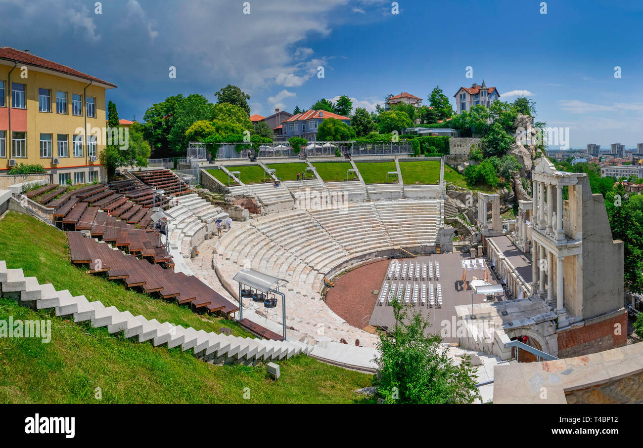 Roemisches Amphitheater, Altstadt, Plovdiv, Bulgarien Stock Photo