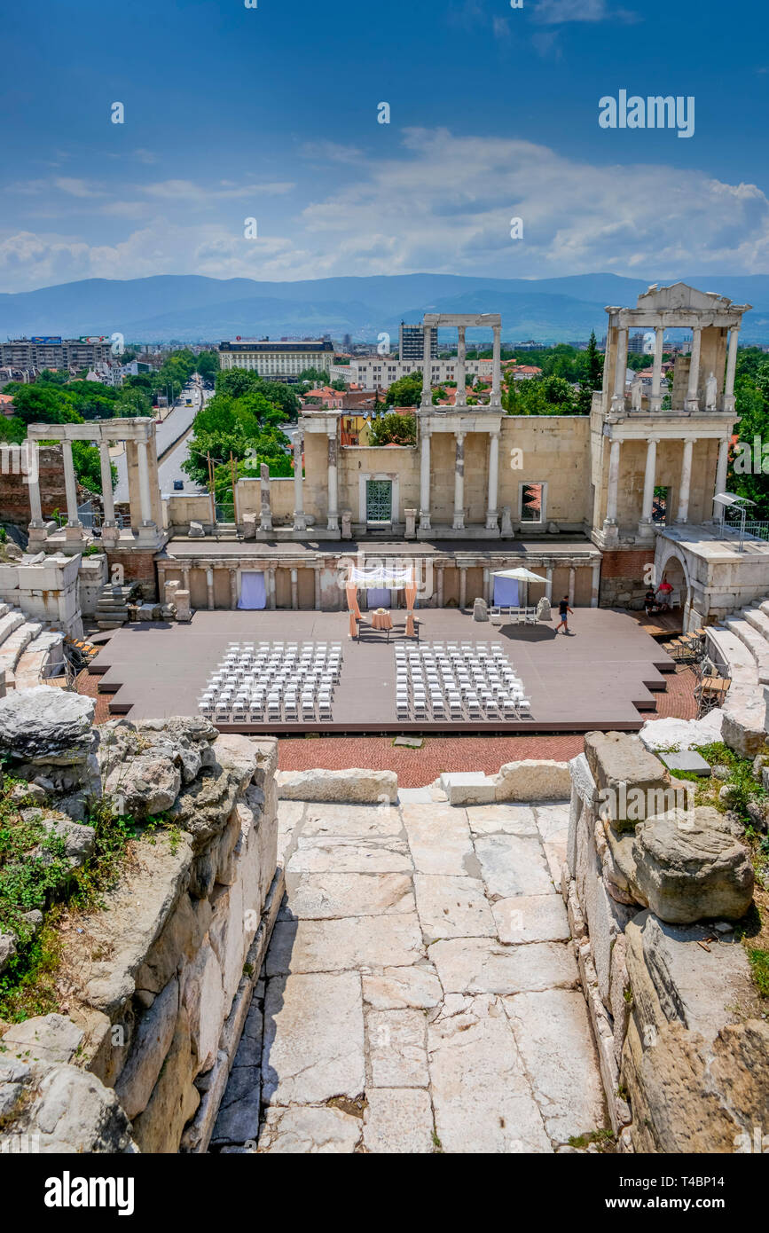 Roemisches Amphitheater, Altstadt, Plovdiv, Bulgarien Stock Photo
