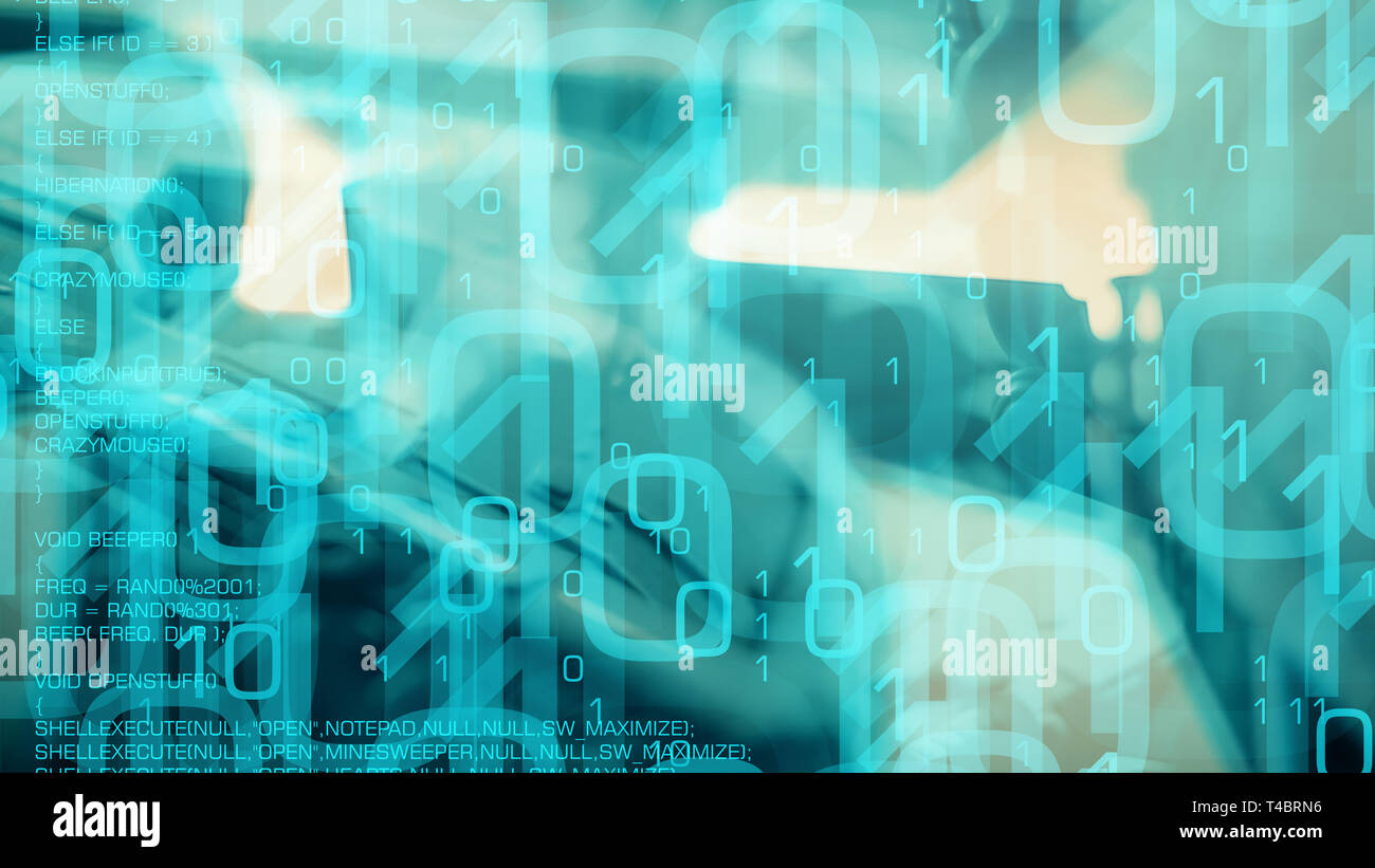 Digital world warfare, science fiction technology algorithm Stock Photo