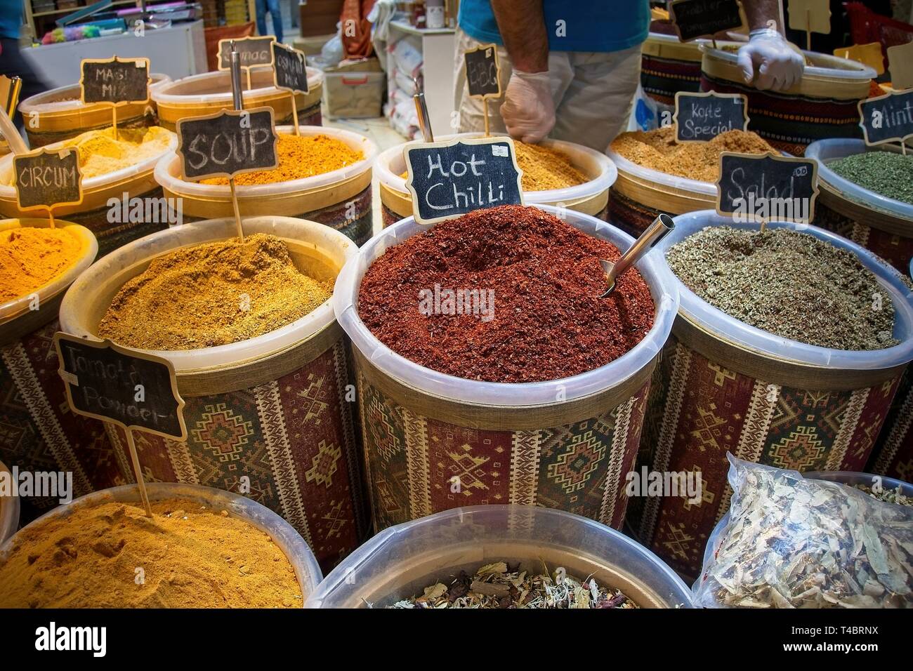 Indian spices at the market in Dubai. Stock Photo