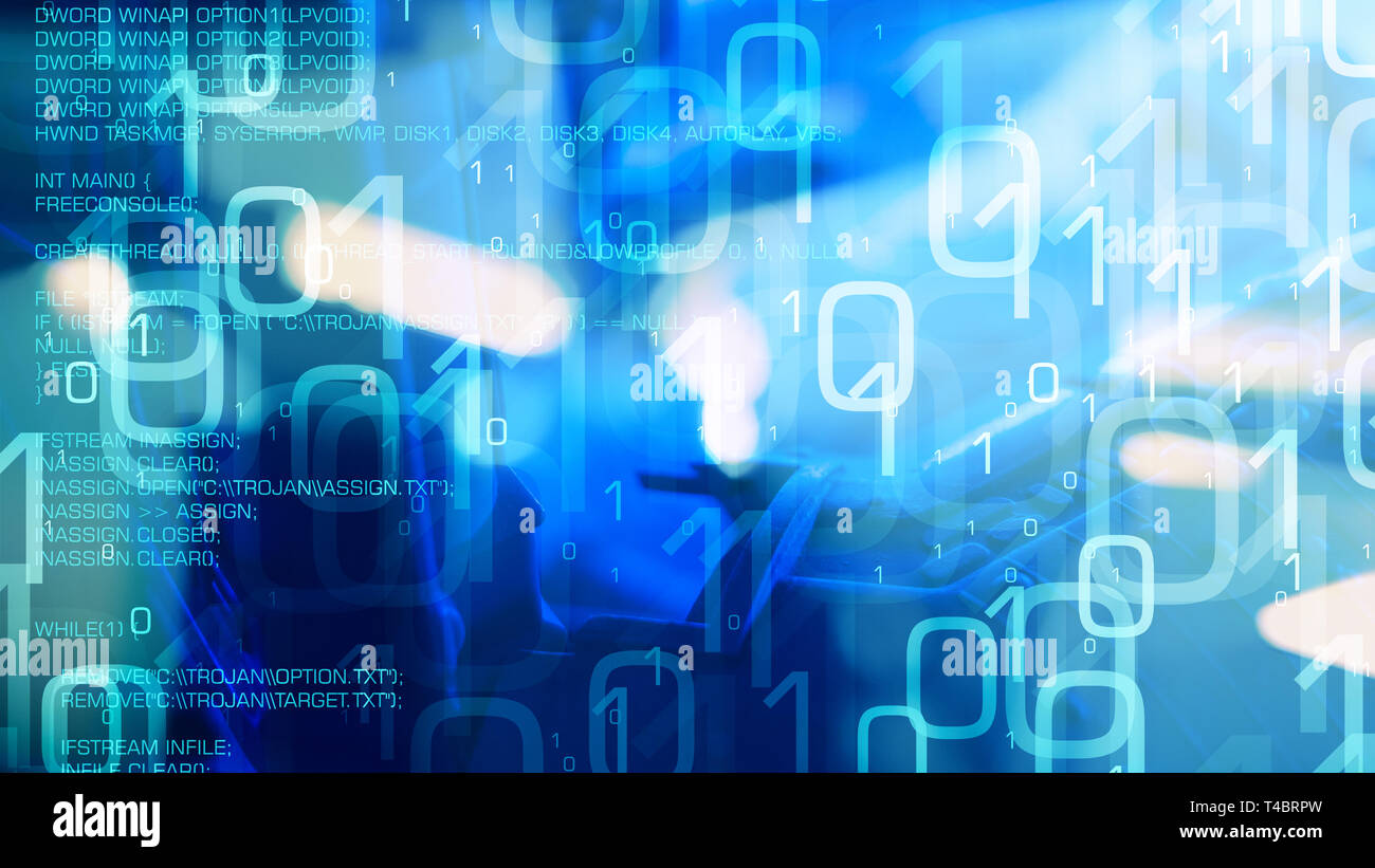 Cyberattack trojan virus using infected emails, bank cyber security concept Stock Photo