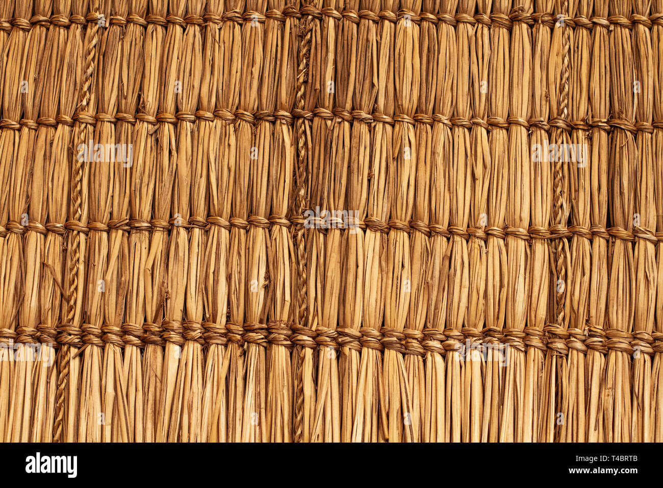 Wickerwork texture background. Antique wickerwork pattern used for vegetable roofs. Close up Stock Photo