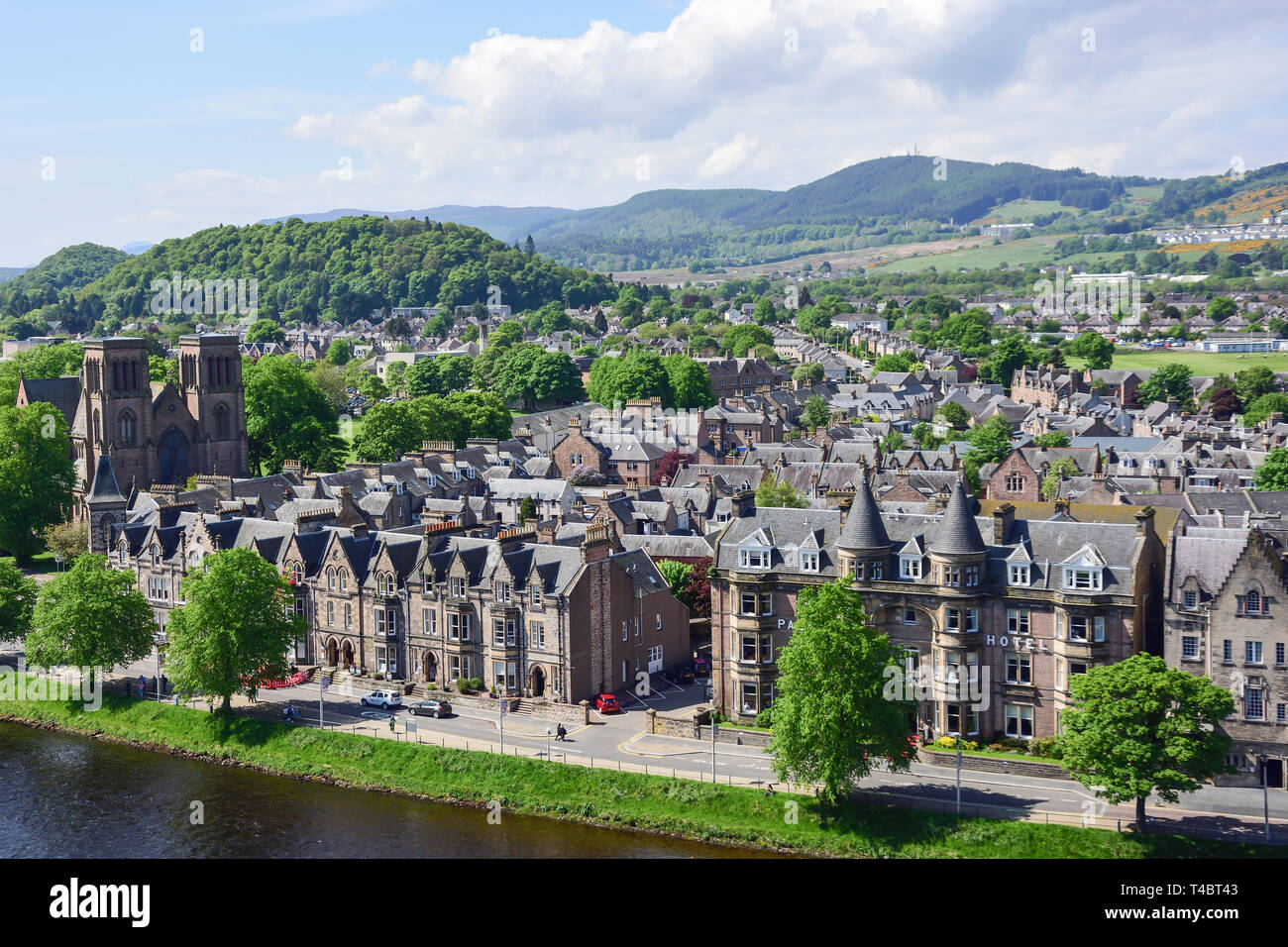 West view of city and River Ness from Castle Hill, Inverness, Highland, Scotland, United Kingdom Stock Photo