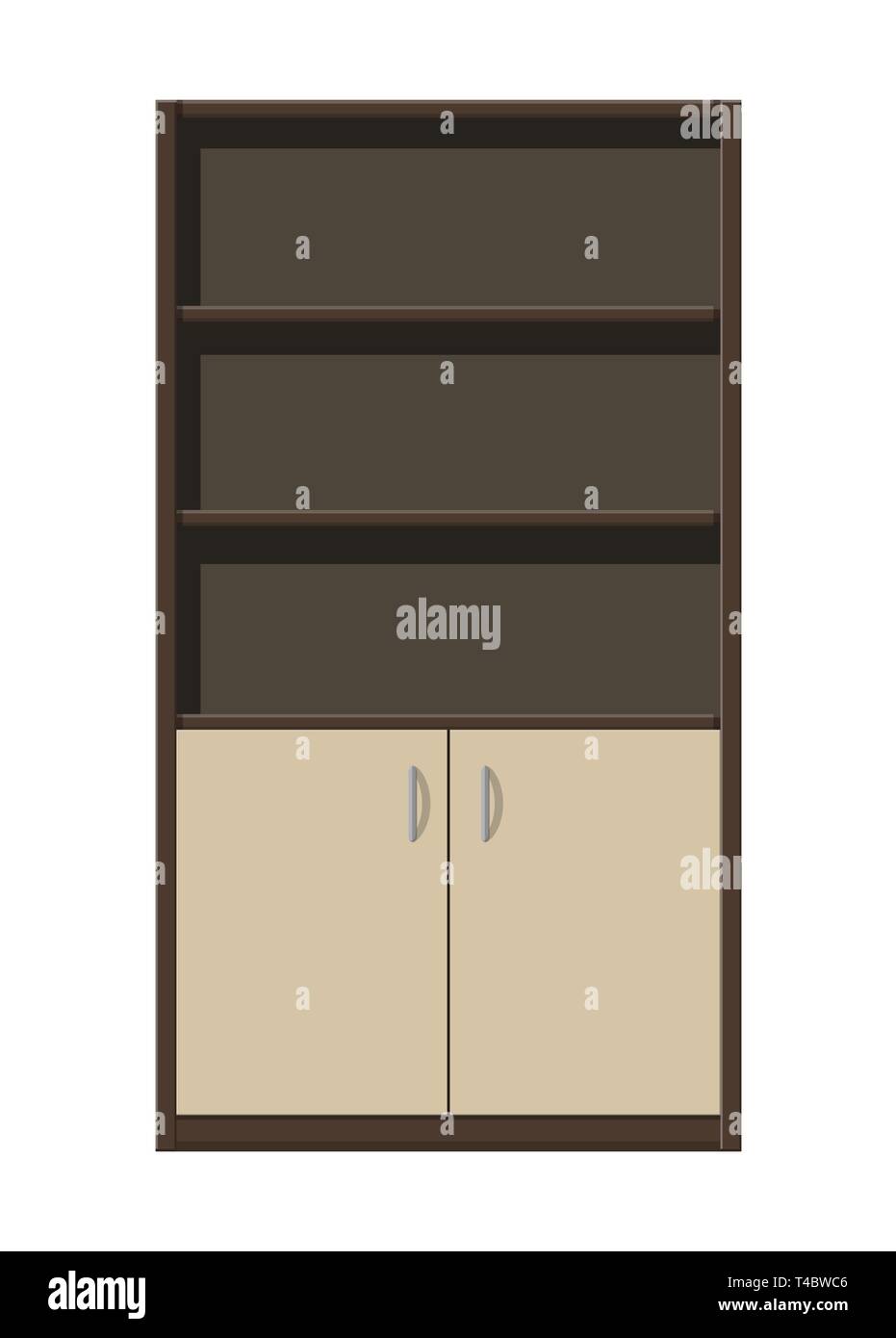 Empty Wooden Storage Shelves Room Furniture Cabinet With Doors