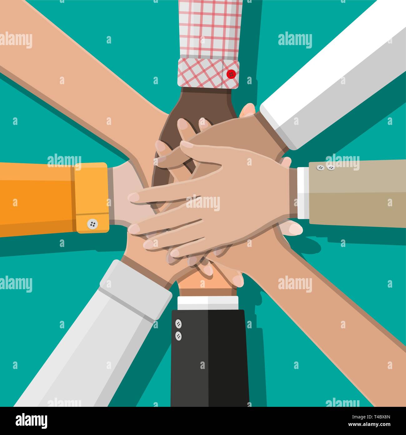 People showing unity with their hands together. Crossed hands. Multiethnic  group and human diversity. Business, team work, cooperation and partnership  Stock Vector Image & Art - Alamy