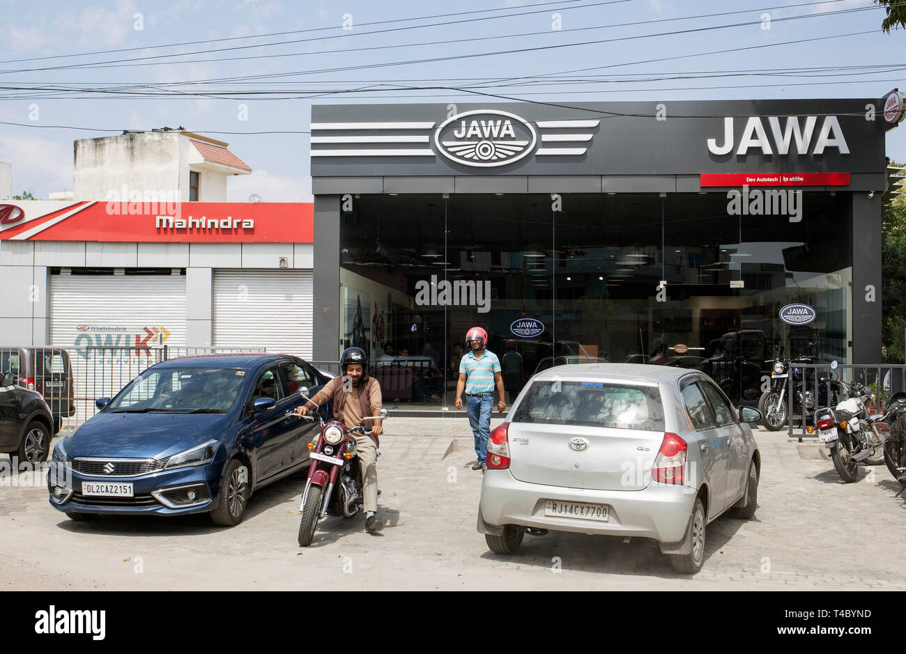 Jawa showroom in Jaipur, India on March 17, 2019. Java was founded in