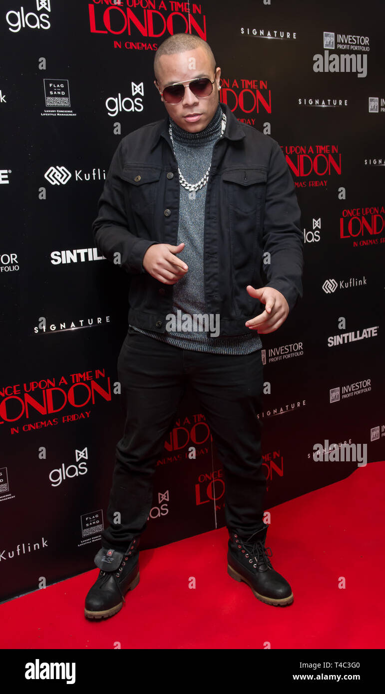 London, UK. 15th Apr, 2019. DJ Ironik Arrivals at Once Upon a Time in London - London premiere of the rise and fall of a nationwide criminal empire that paved the way for notorious London gangsters the Kray Twins and the Richardsons at The Troxy 490 Commercial Road, on 15 April 2019, London, UK. Credit: Picture Capital/Alamy Live News Stock Photo