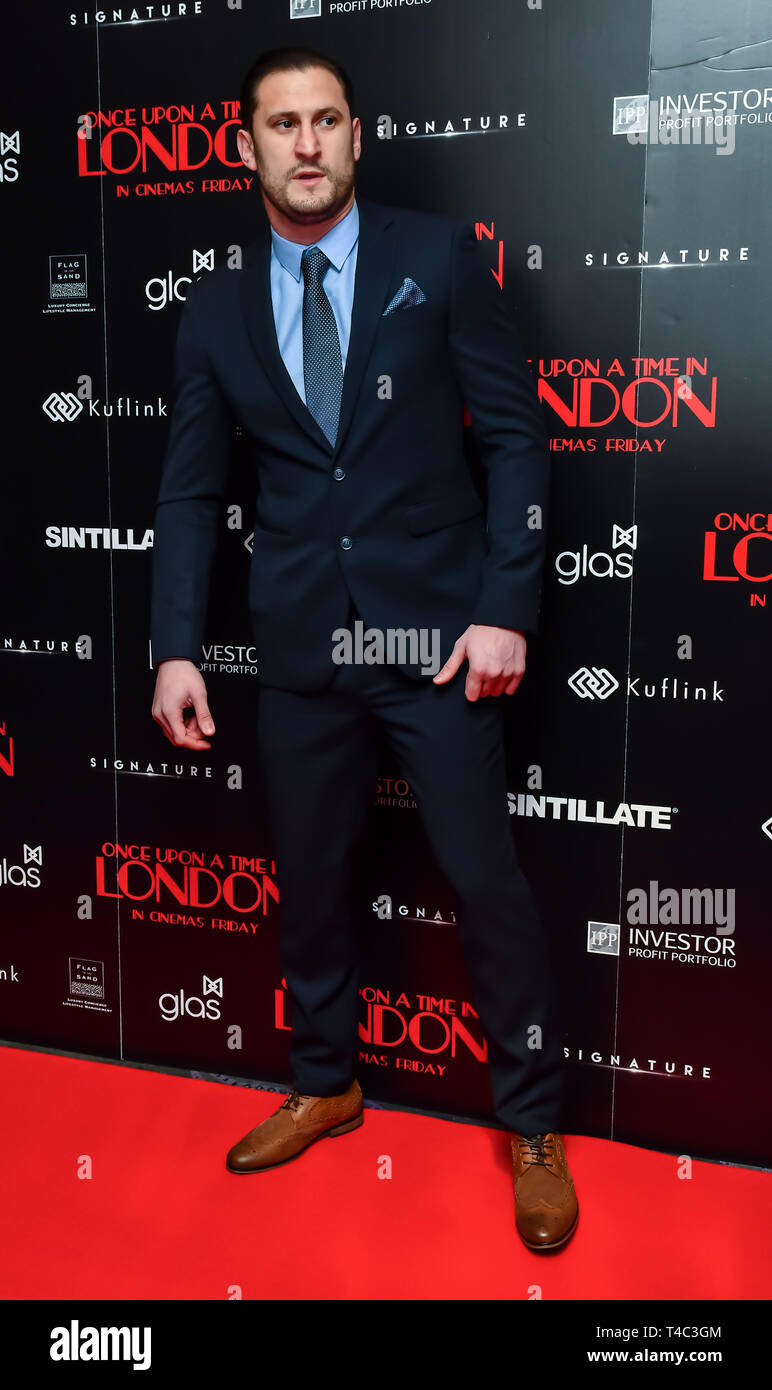 London, UK. 15th Apr, 2019. Arrivals at Once Upon a Time in London - London premiere of the rise and fall of a nationwide criminal empire that paved the way for notorious London gangsters the Kray Twins and the Richardsons at The Troxy 490 Commercial Road, on 15 April 2019, London, UK. Credit: Picture Capital/Alamy Live News Stock Photo