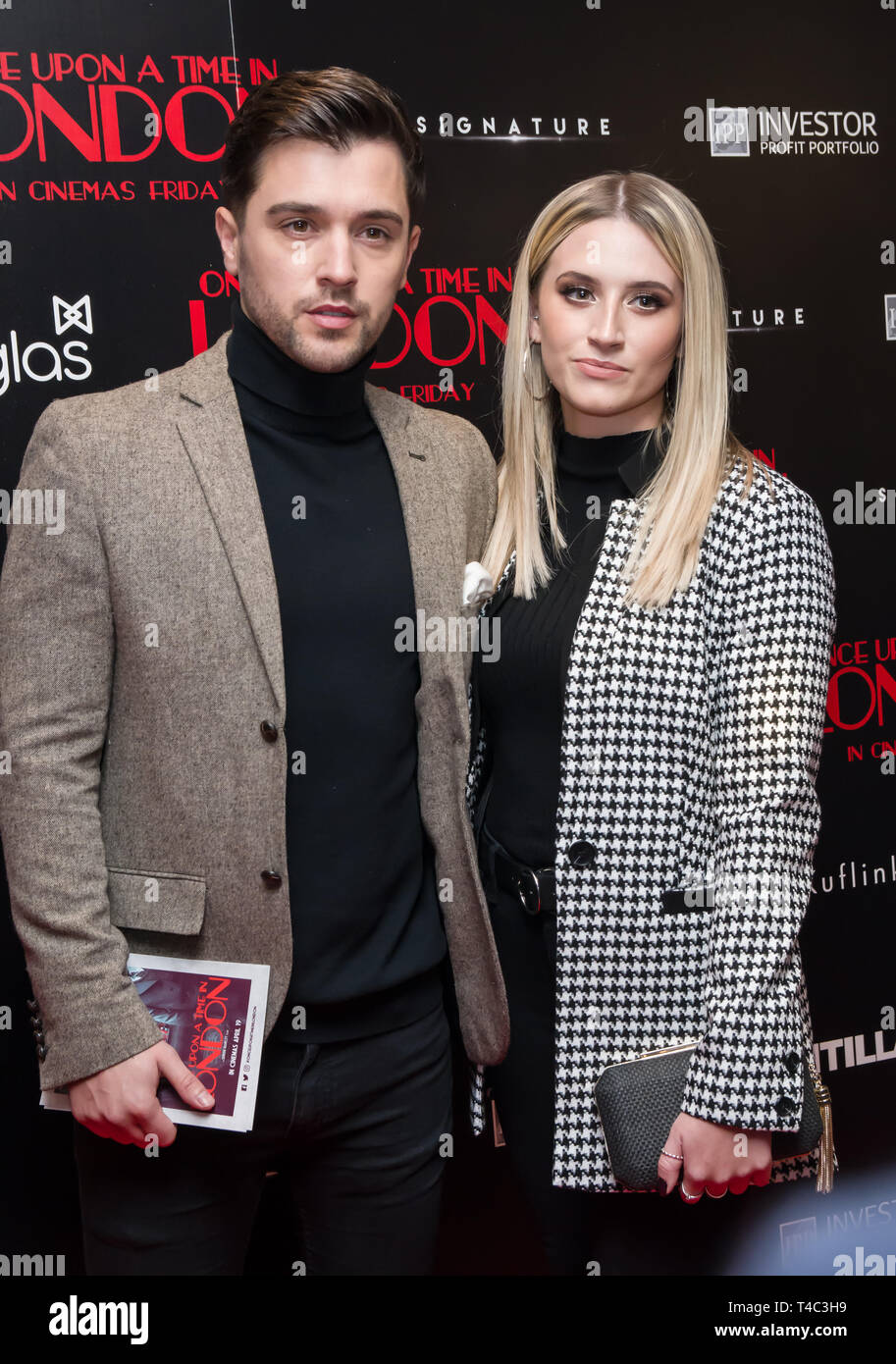 London, UK. 15th Apr, 2019. JJ Hamblett Arrivals at Once Upon a Time in London - London premiere of the rise and fall of a nationwide criminal empire that paved the way for notorious London gangsters the Kray Twins and the Richardsons at The Troxy 490 Commercial Road, on 15 April 2019, London, UK. Credit: Picture Capital/Alamy Live News Stock Photo
