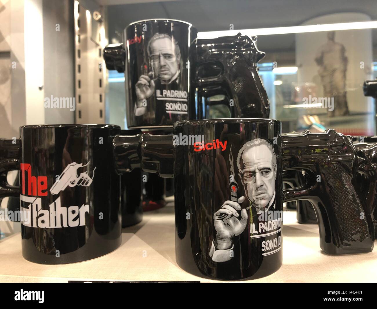 Catania, Italy. 14th Mar, 2019. Coffee mug with pistol grip, on which