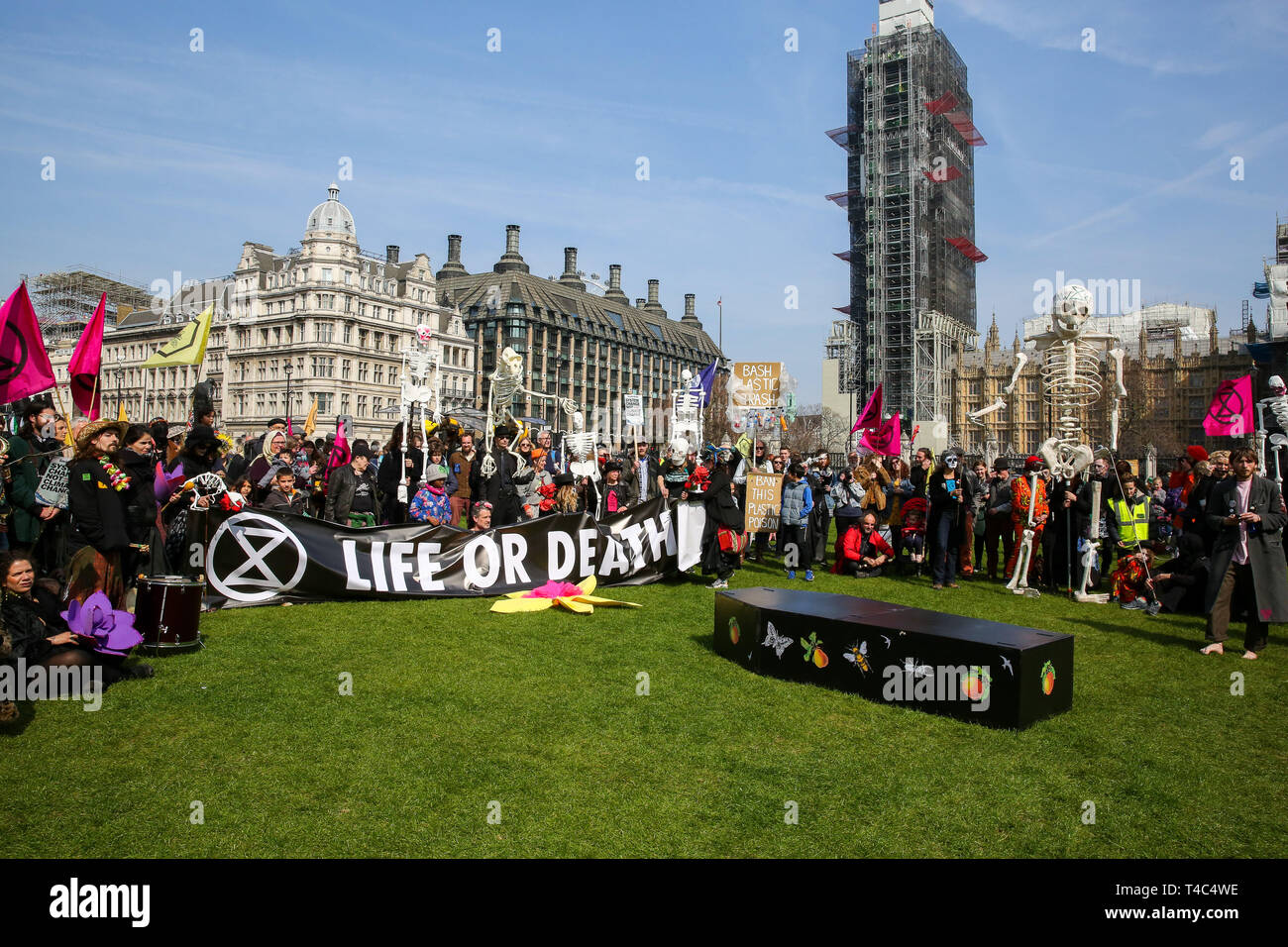 Environment Protest Flags Environmental activists are seen holding a banner and flags during the ...