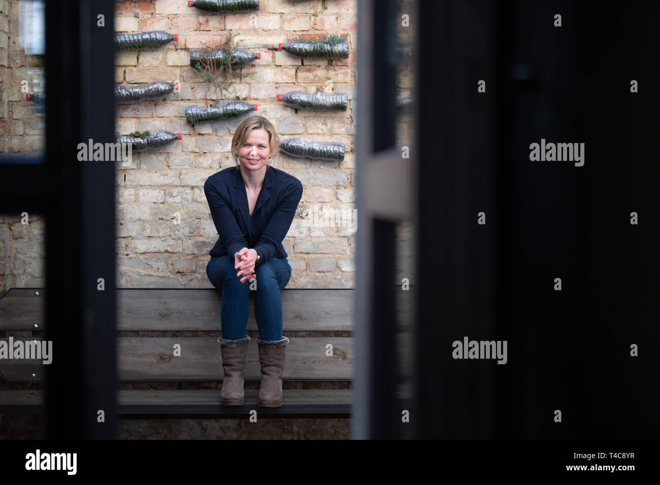 Dresden, Germany. 20th Mar, 2019. Britta Steffen, former swimmer, double Olympic champion and world champion, taken in the courtyard of the restaurant "Elbsalon". Credit: Robert Michael/dpa-Zentralbild/ZB/dpa/Alamy Live News Stock Photo