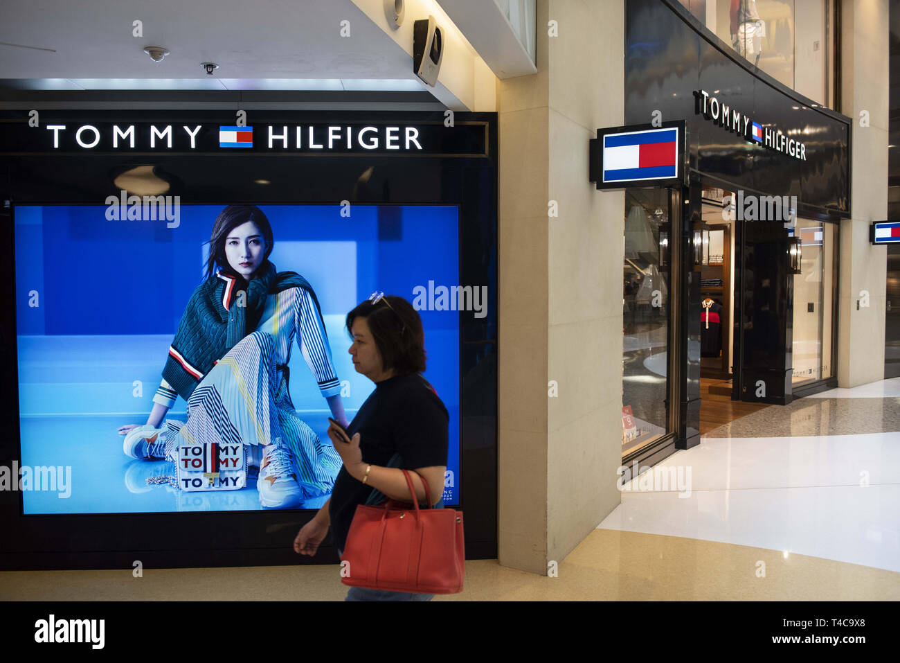 Hong Kong. 8th Apr, 2019. American multinational clothing fashion brand Tommy  Hilfiger store is seen at