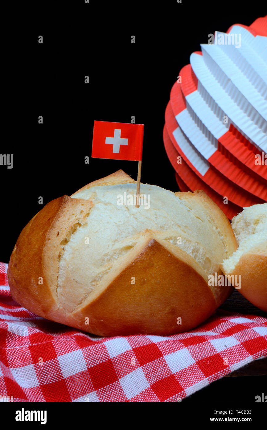 1. August-Weggen, Brioche, Nationalfeiertag, Bundesfeiertag, Schweiz Stock Photo