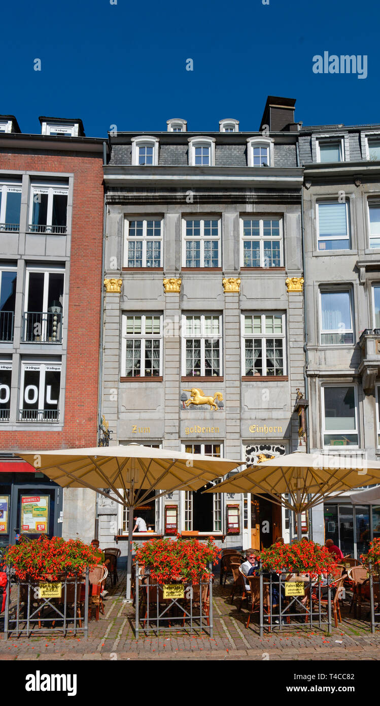 Gaststaette Zum Goldenen Einhorn, Markt, Aachen, Nordrhein-Westfalen, Deutschland Stock Photo