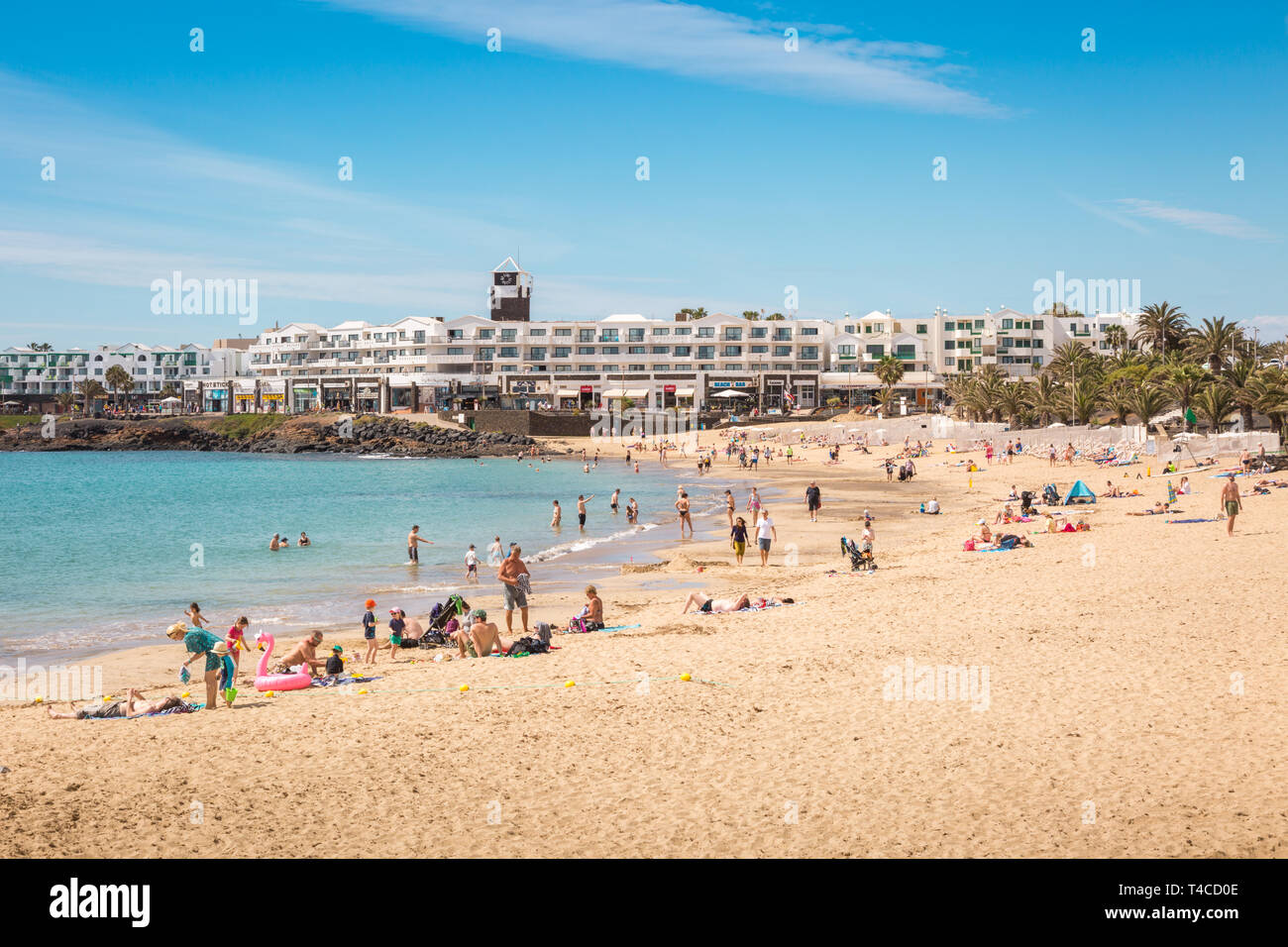 The sandy beach at Costa Teguise, Lanzarote, Canary Islands Stock Photo -  Alamy