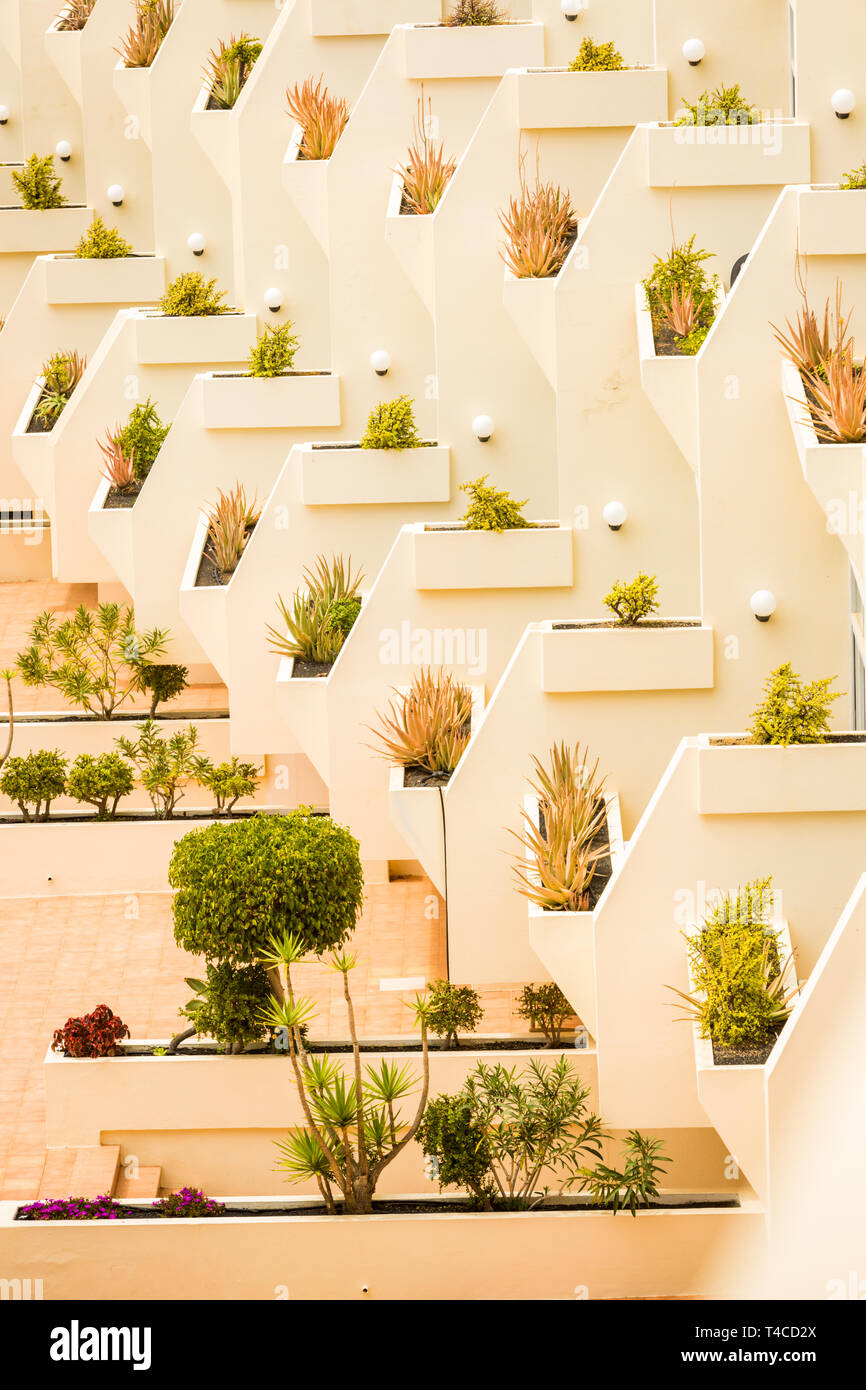 Modern 1990s hotel architecture, Lanzarote Stock Photo