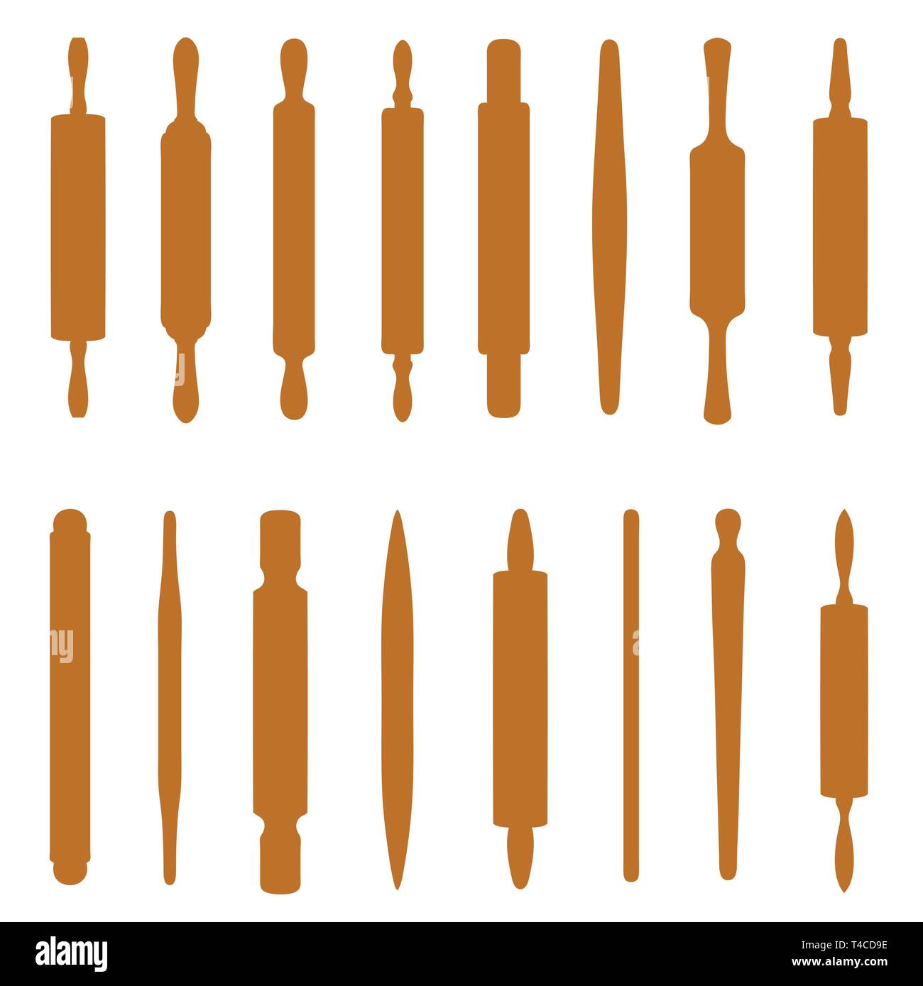 Set of different rolling pins isolated on white Stock Vector Image