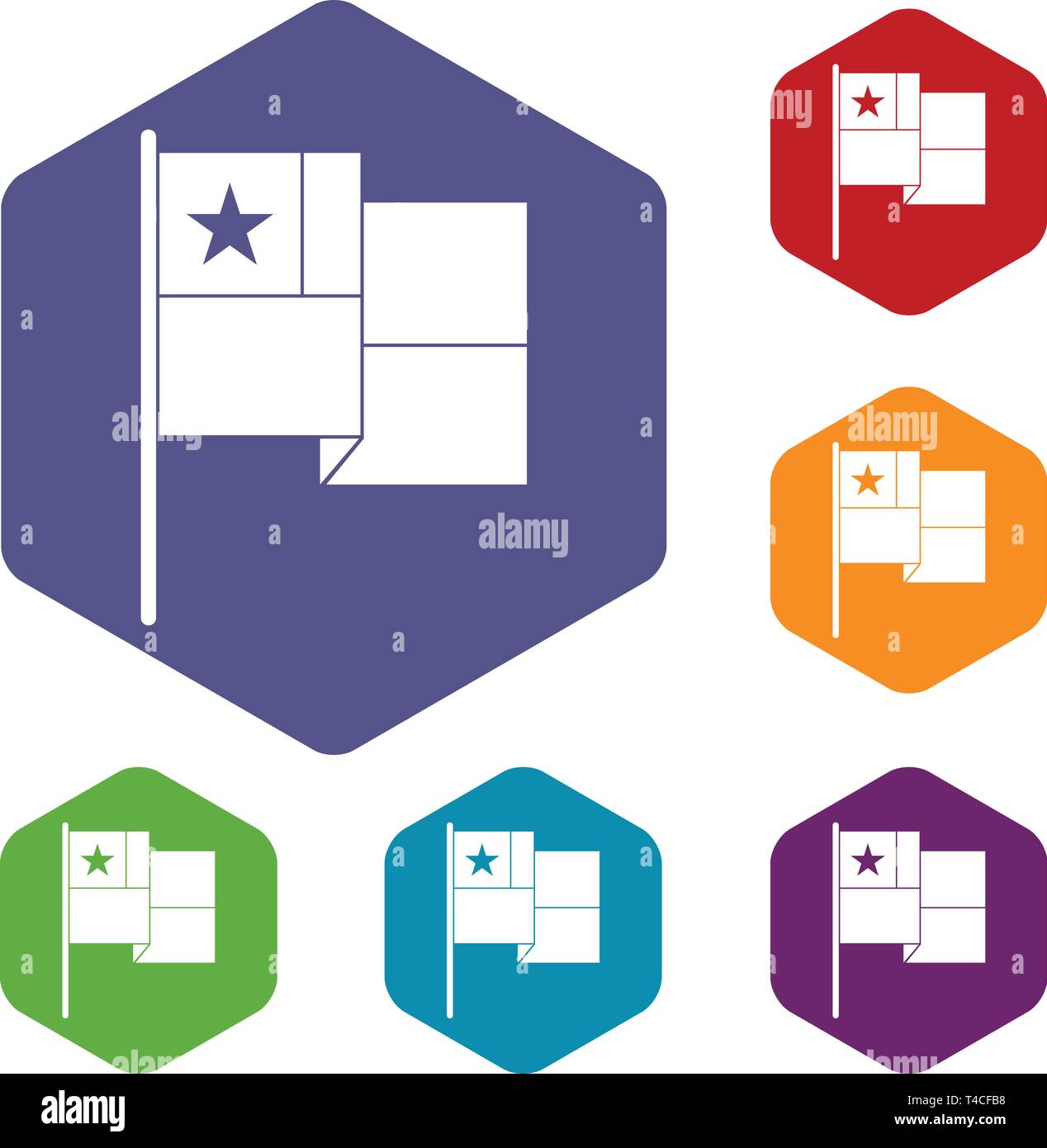 Chile flag icons vector hexahedron Stock Vector