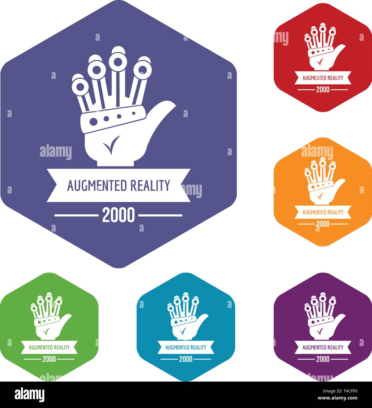 Vr innovation icons vector hexahedron Stock Vector