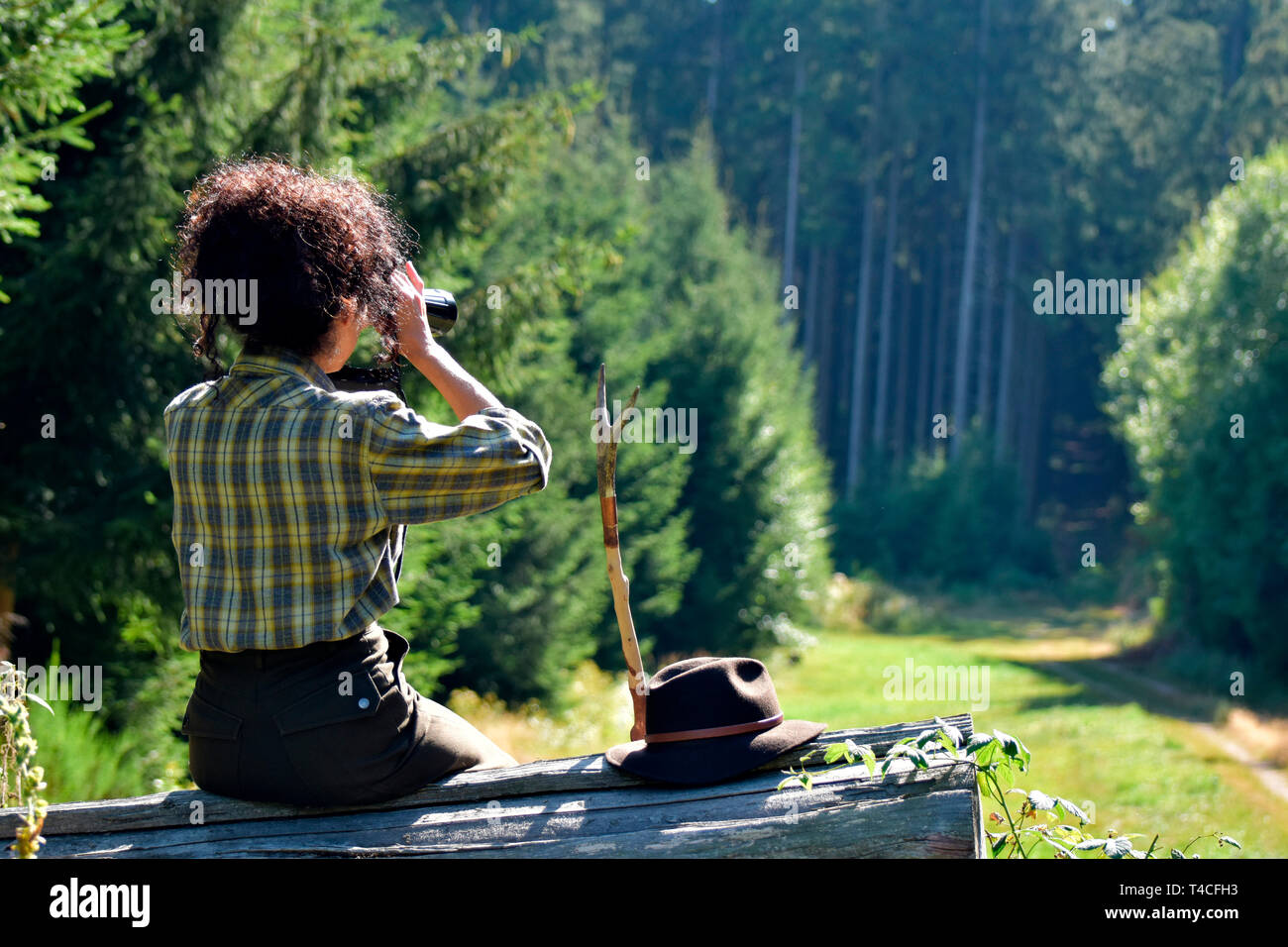 Huntswoman, Germany, hunting ground Stock Photo