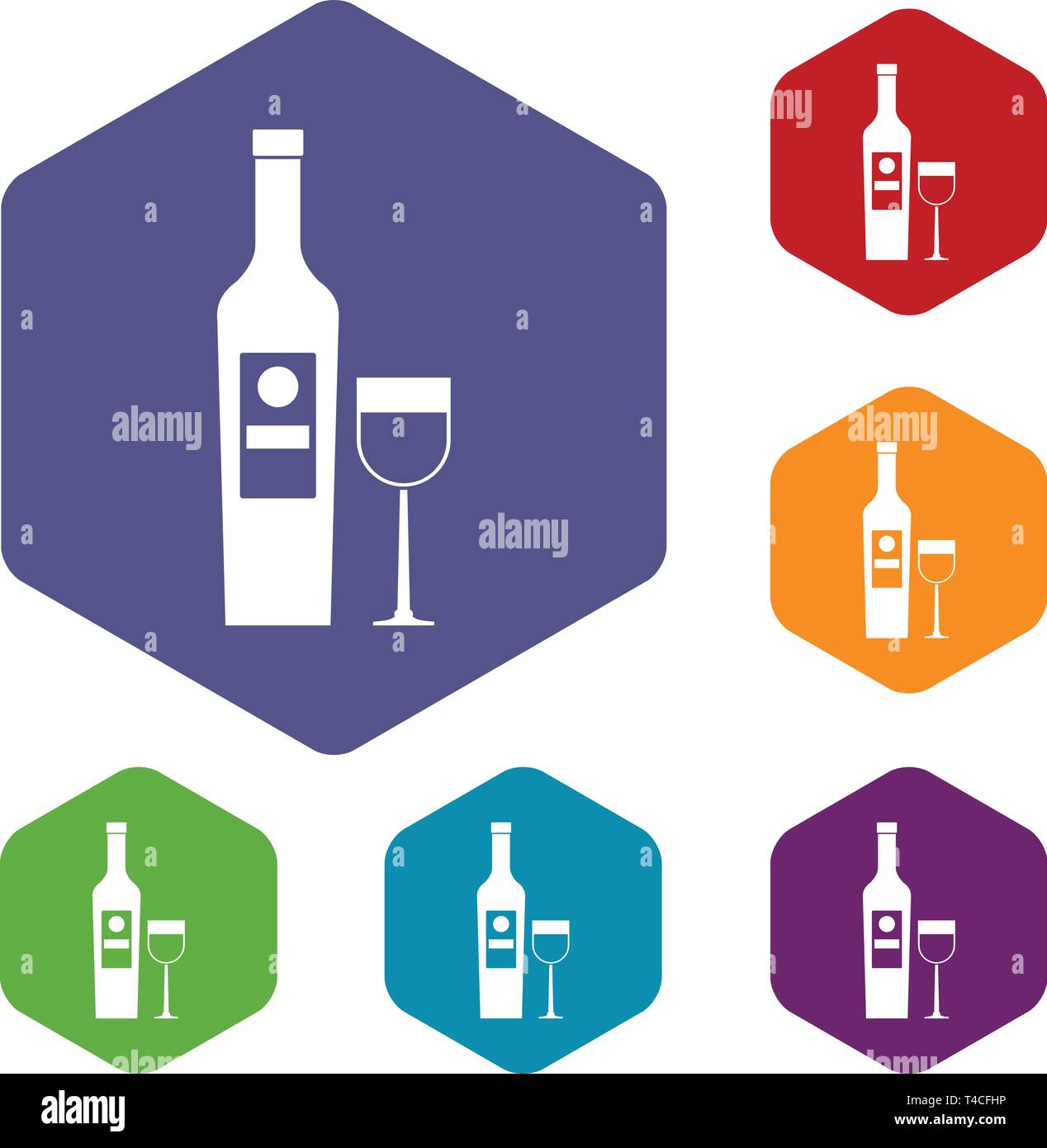 Wine icons vector hexahedron Stock Vector