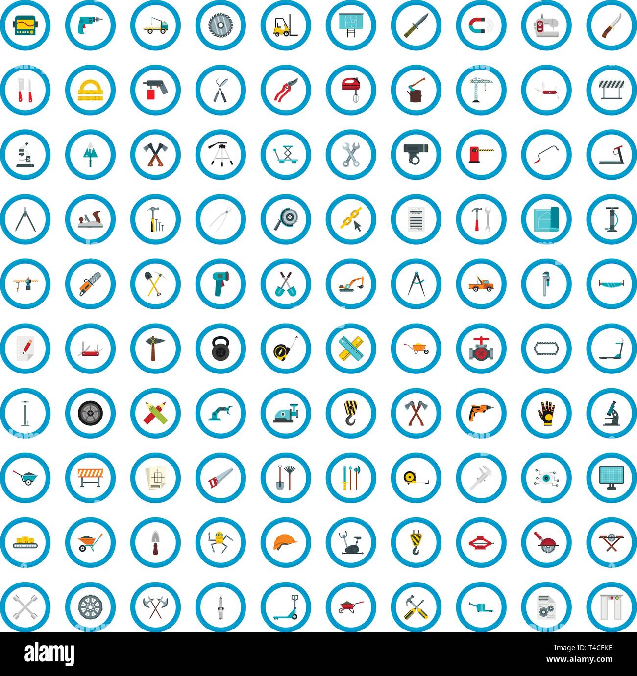 100 tools icons set, flat style Stock Vector Image & Art - Alamy