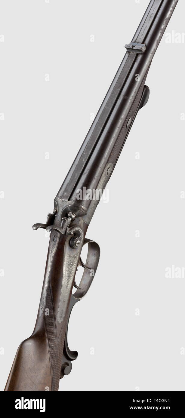 LONG ARMS, MODERN HUNTING WEAPONS, double action double rifle, A. Stricker in Lichterfelde, circa 1900, Additional-Rights-Clearance-Info-Not-Available Stock Photo