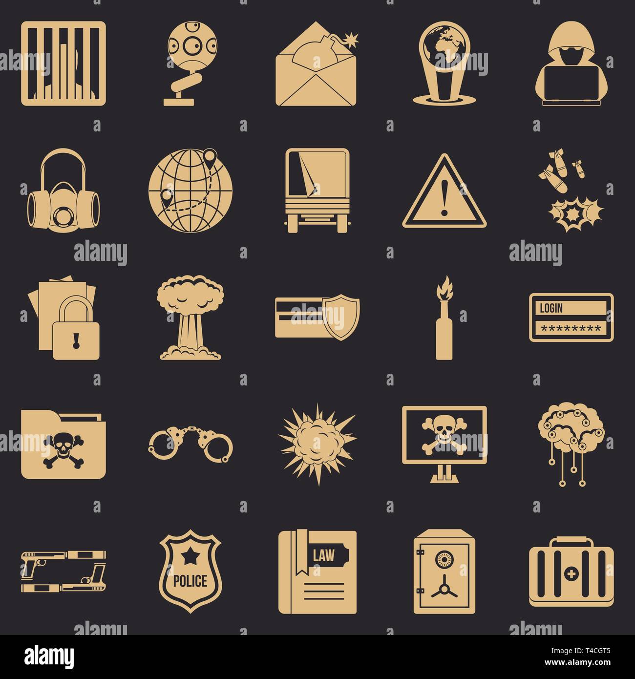 Genius icons set, simple style Stock Vector