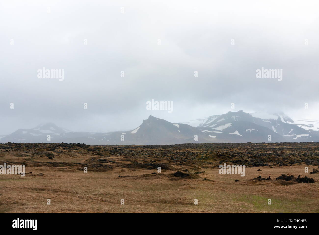 Landscape With Mountains Horizon Line And Increased Cloud Iceland Stock Photo Alamy