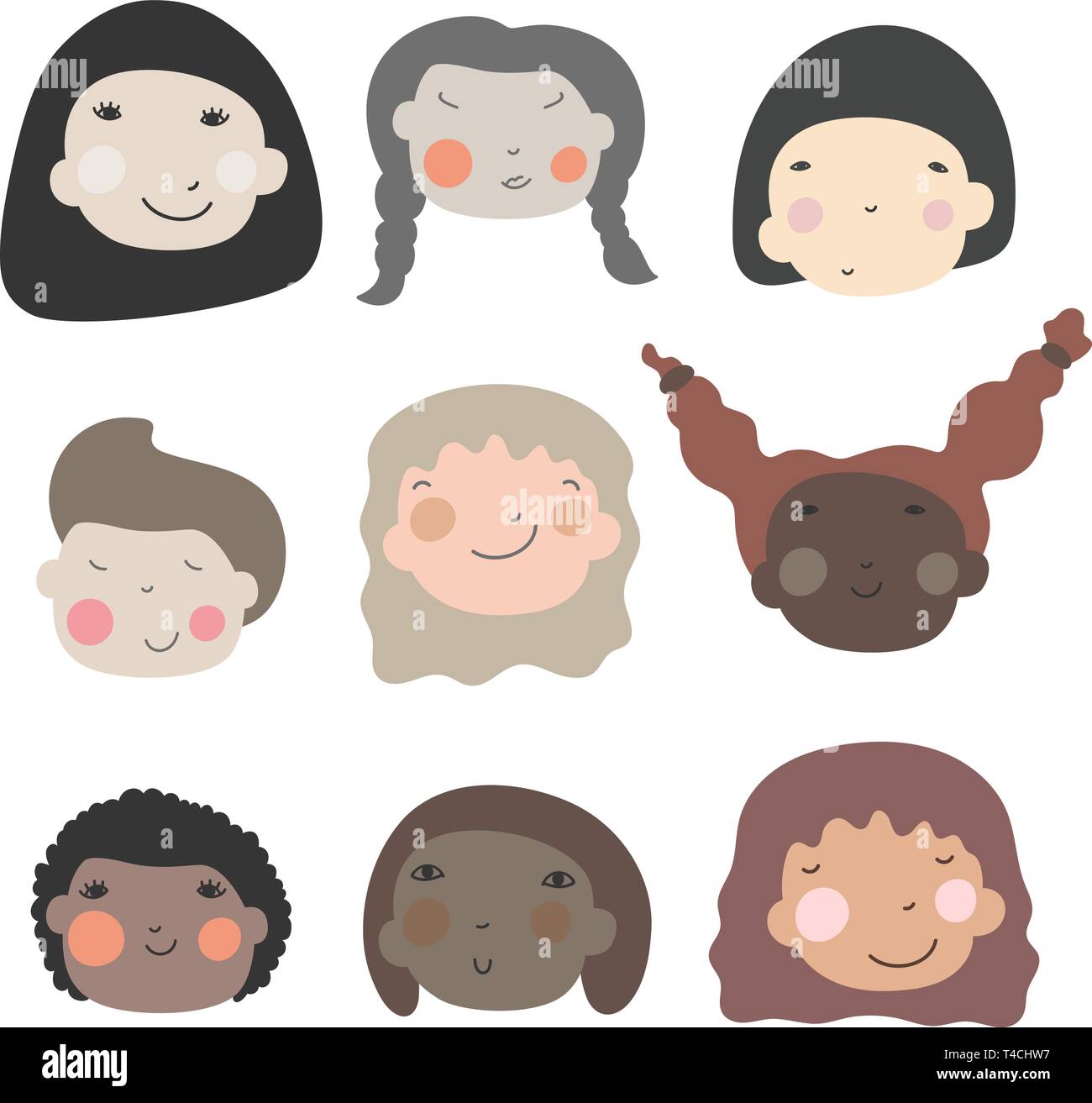 Happy baby girl's faces. Cartoon vector illustration. Group of diverse women with different skin color Stock Vector Image & Art - Alamy Happy baby girl's faces. Cartoon vector illustration. Group of diverse women with different skin color Stock Vector Image & Art - Alamy