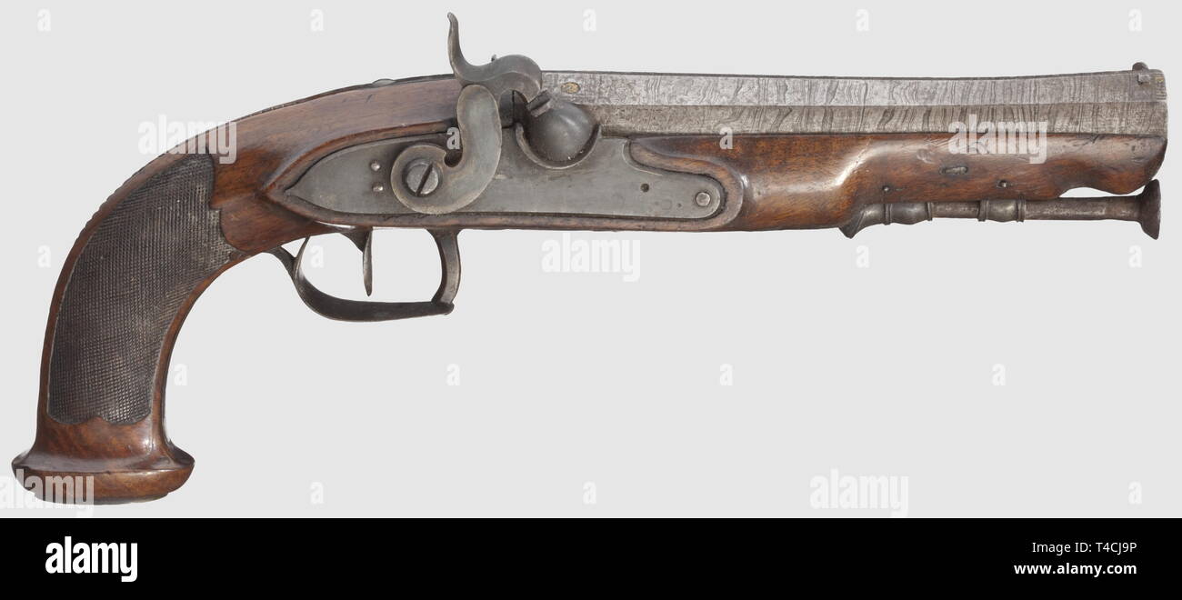 Small arms, pistols, caplock pistol, caliber 18 mm, Liege, Belgium, circa 1820, Additional-Rights-Clearance-Info-Not-Available Stock Photo