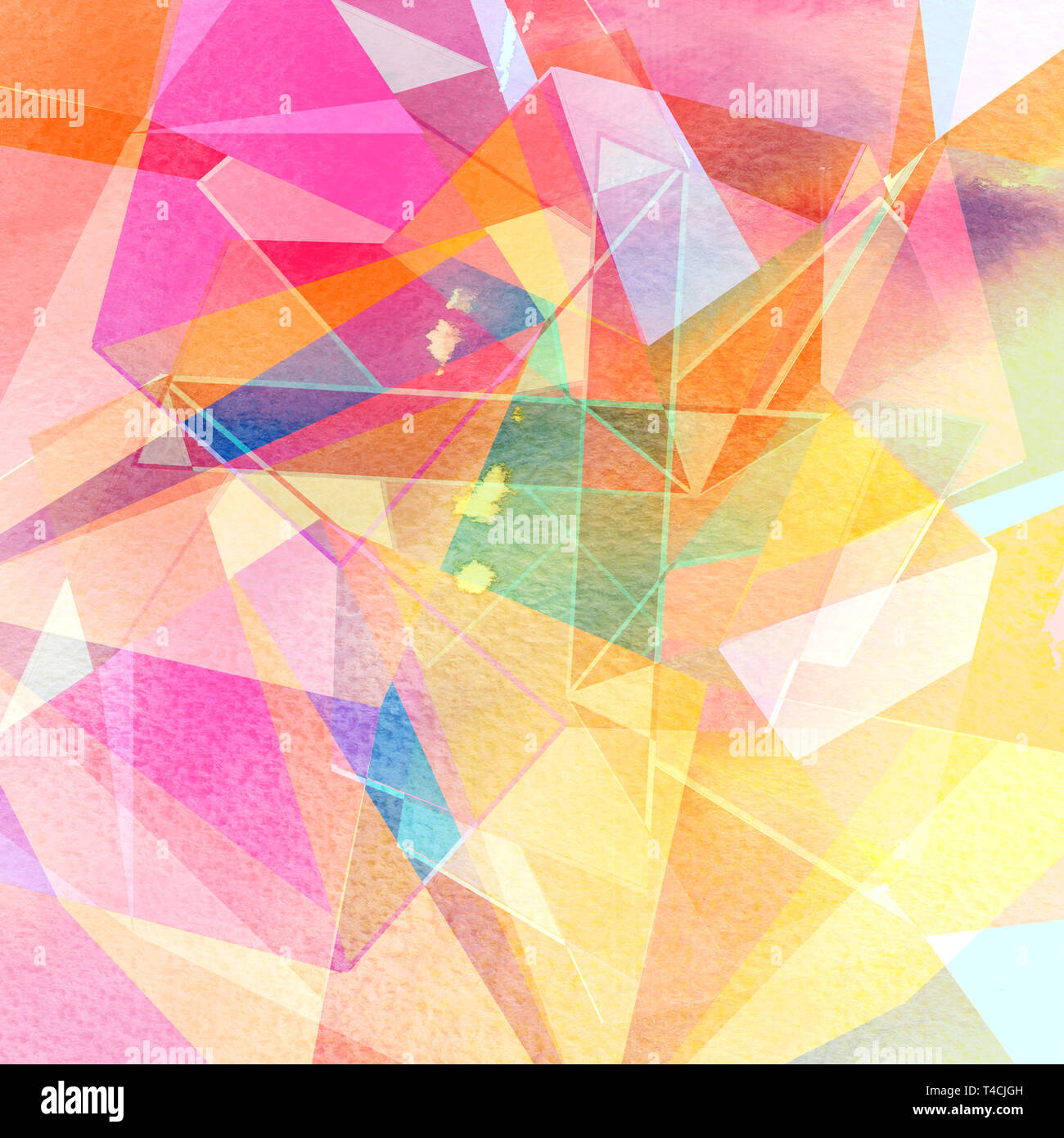 Watercolor abstract colorful background with geometry elements ...
