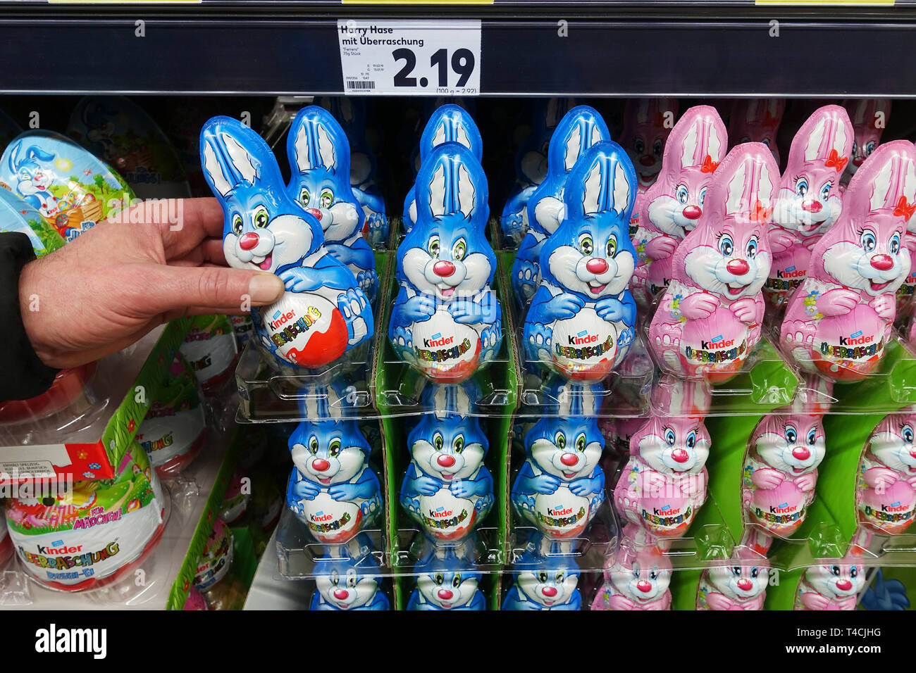 Display chocolate Easter Bunnies in a store Stock Photo
