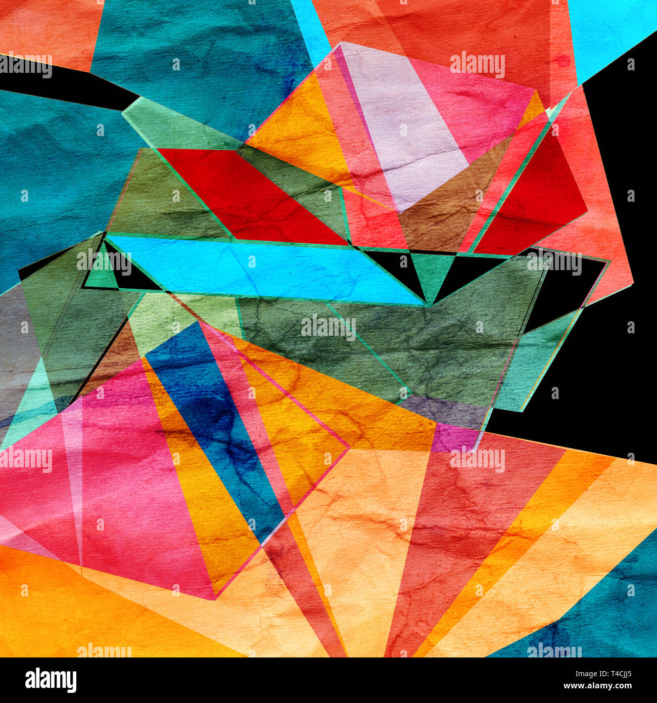 Watercolor abstract colorful background with geometry elements ...