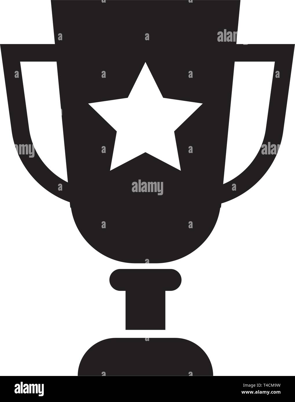 This vector image shows a trophy icon in glyph style. It is isolated on a white background. Stock Vector