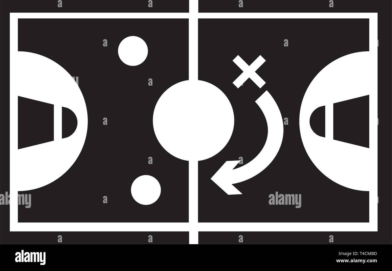 This vector image shows a game plan icon in glyph style. It is isolated ...