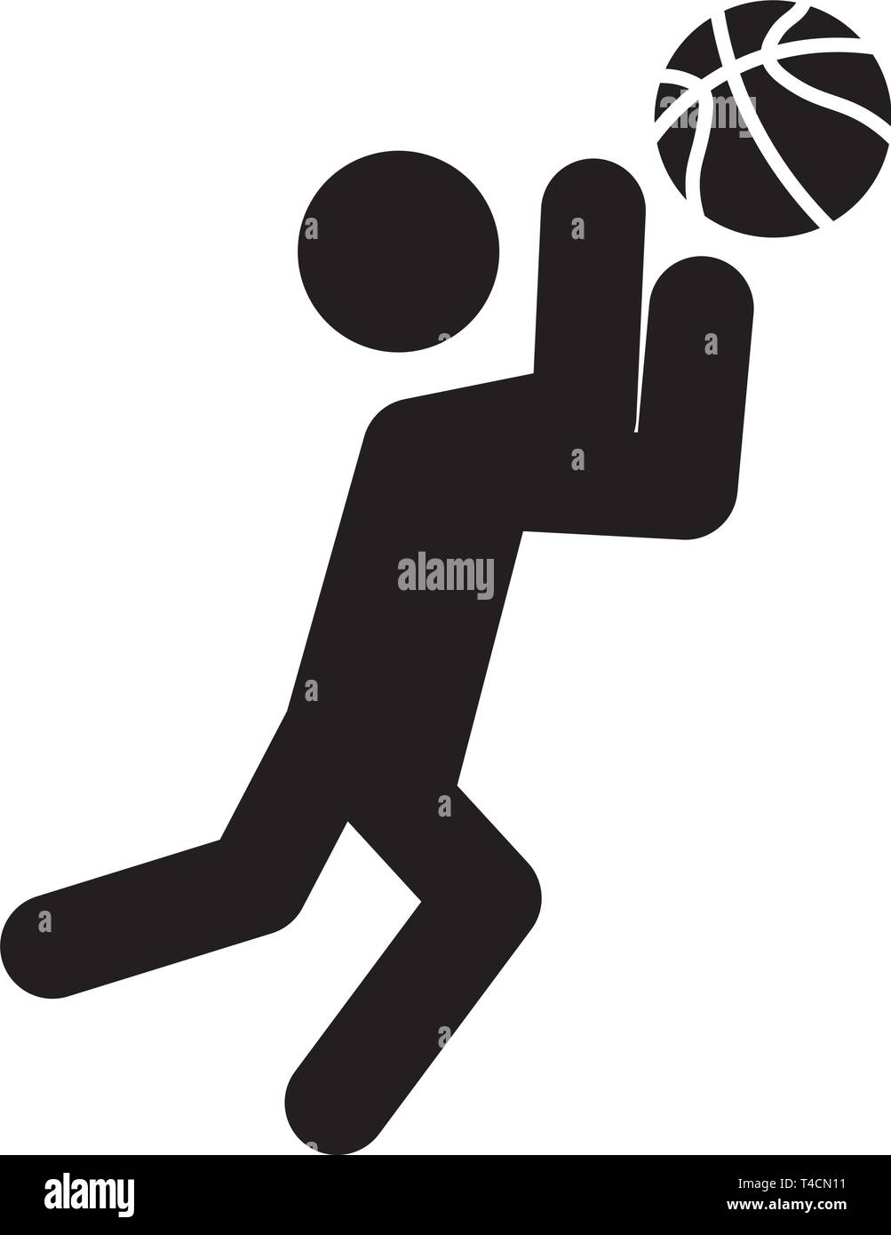 This vector image shows a catch the ball icon in glyph style. It is isolated on a white background. Stock Vector
