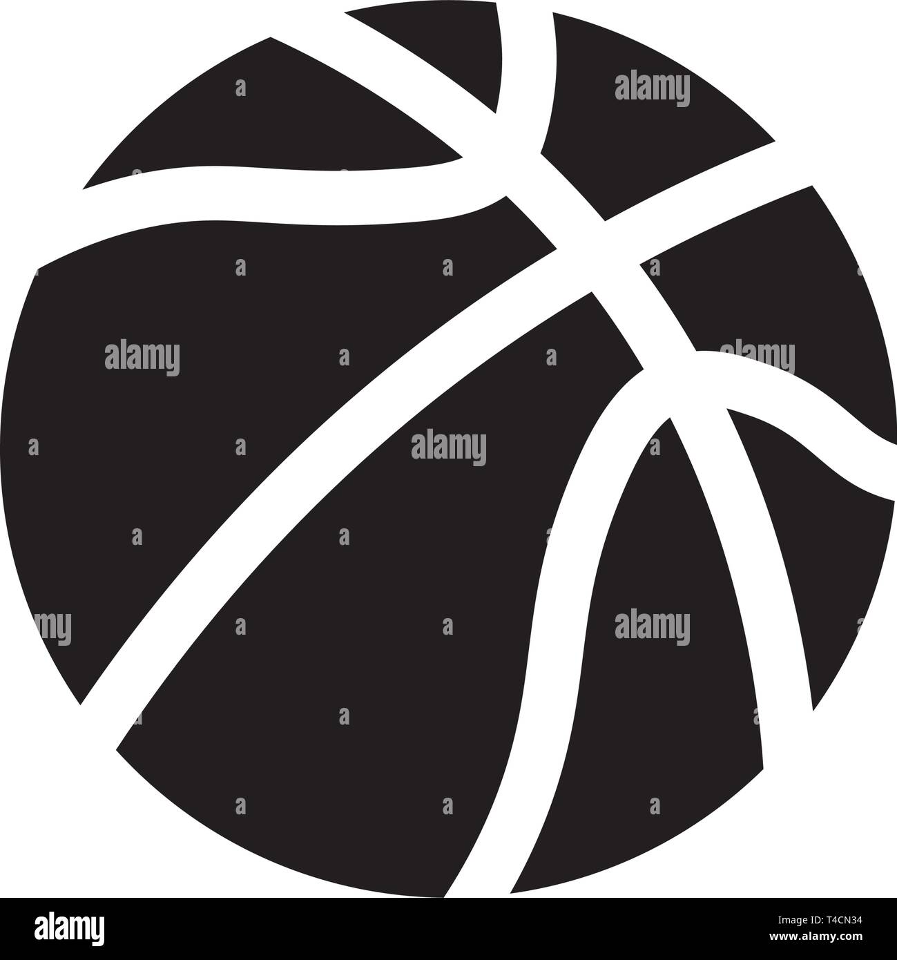 This vector image shows a basketball icon in glyph style. It is isolated on a white background. Stock Vector