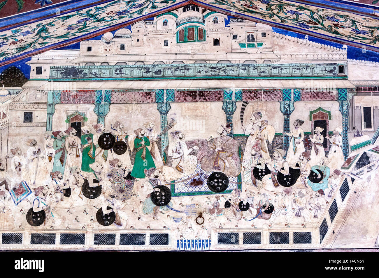 Wall Paintings in west veranda, Chitra Mahal, Bundi Palace, Bundi