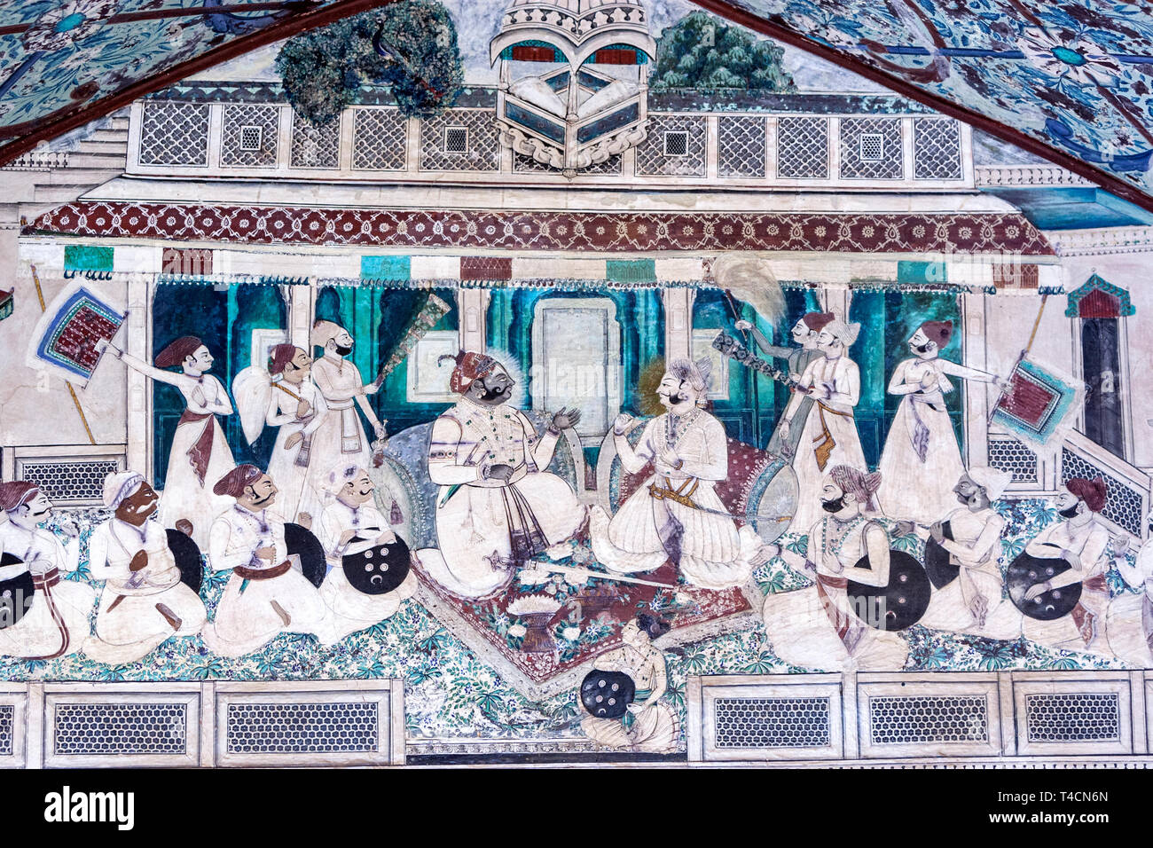 Wall Paintings in west veranda, Chitra Mahal, Bundi Palace, Bundi