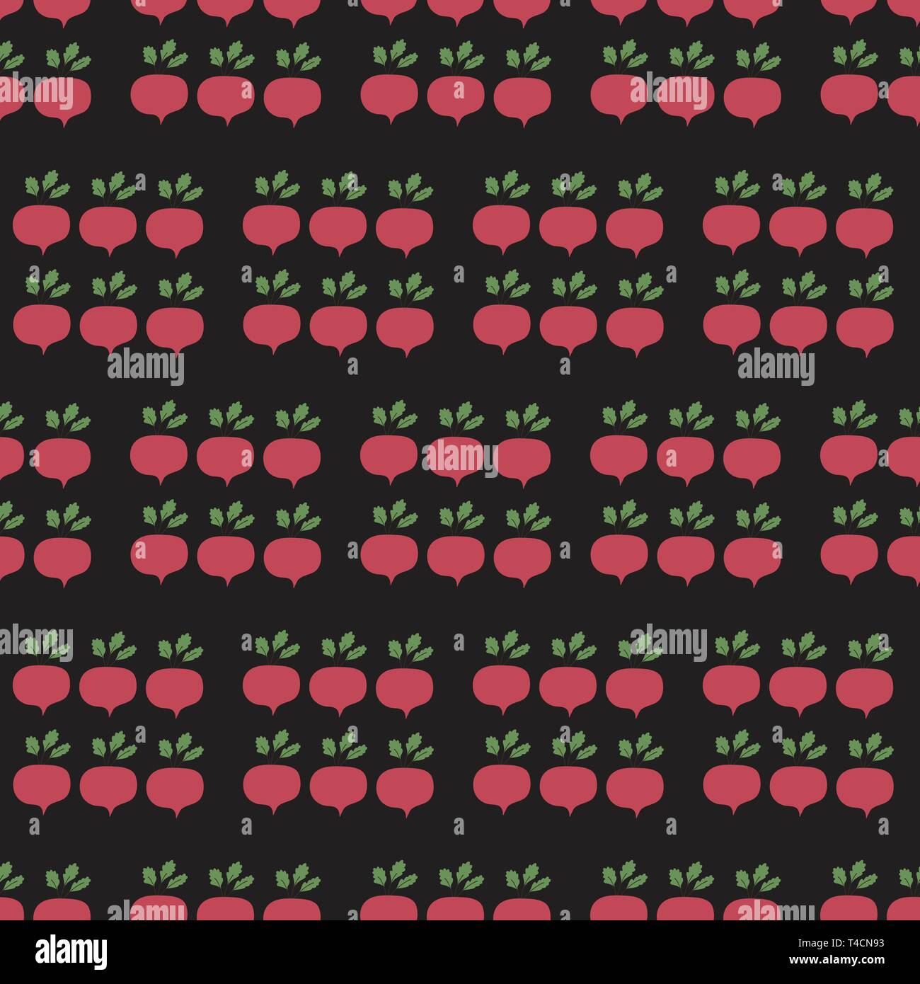 Beet Field Seamless Vector Pattern. Vegetable background. Stock Vector