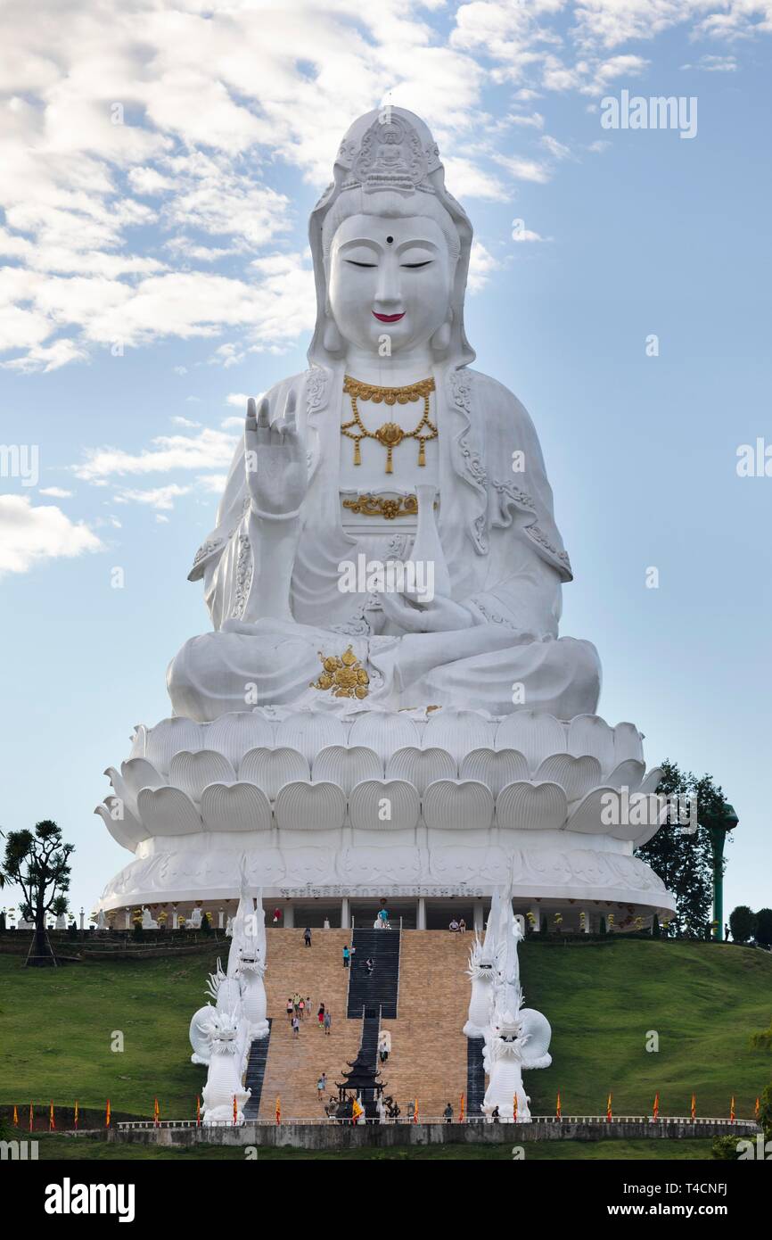 Giant Guan Yin statue at Wat Huay Pla Kang Temple, sitting Buddha on
