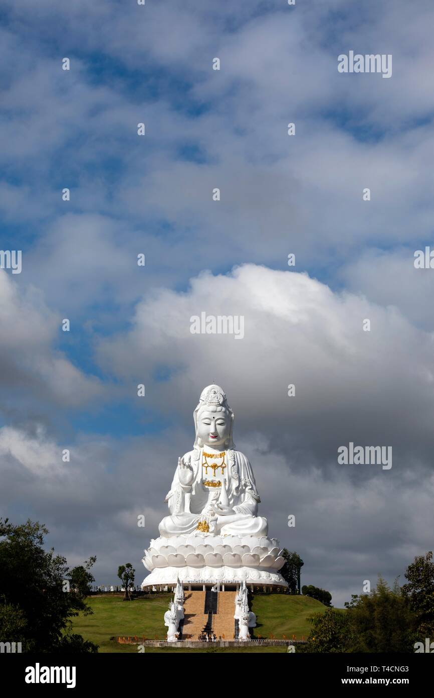 Giant Guan Yin statue sitting on lotus flower, Wat Huay Pla Kang Temple