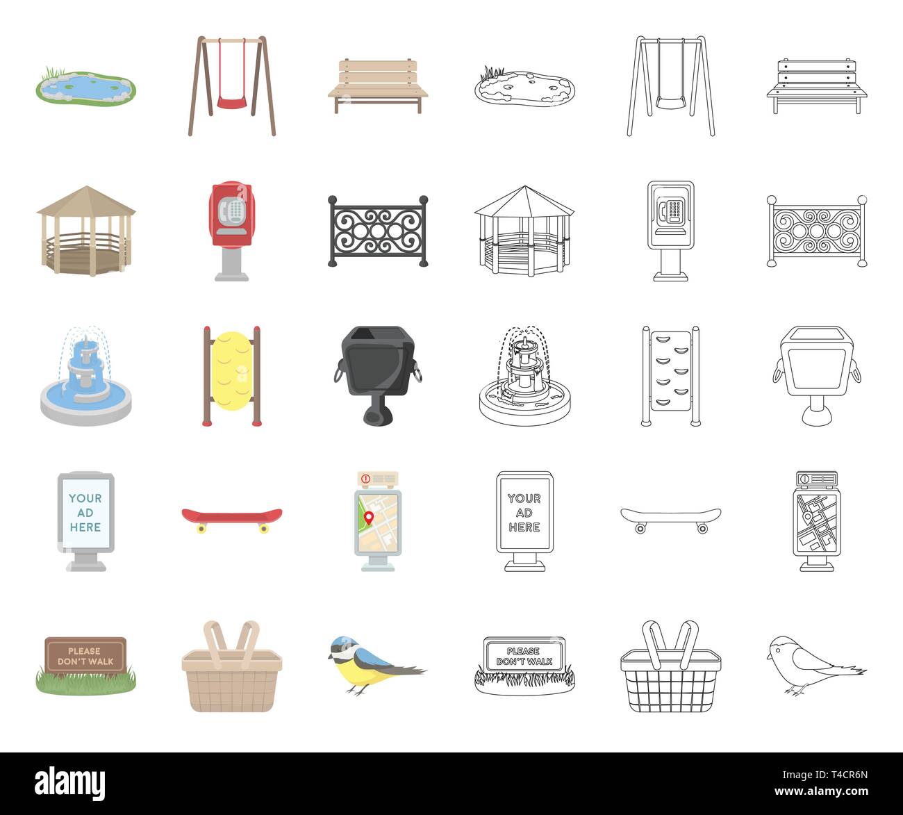 Park, equipment cartoon,outline icons in set collection for design ...